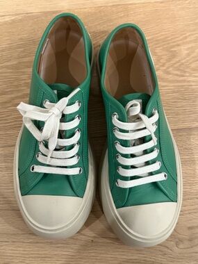 Marni Pablo Nappa Leather Low Top Sneakers US 8 Forest Green WORN ONCE